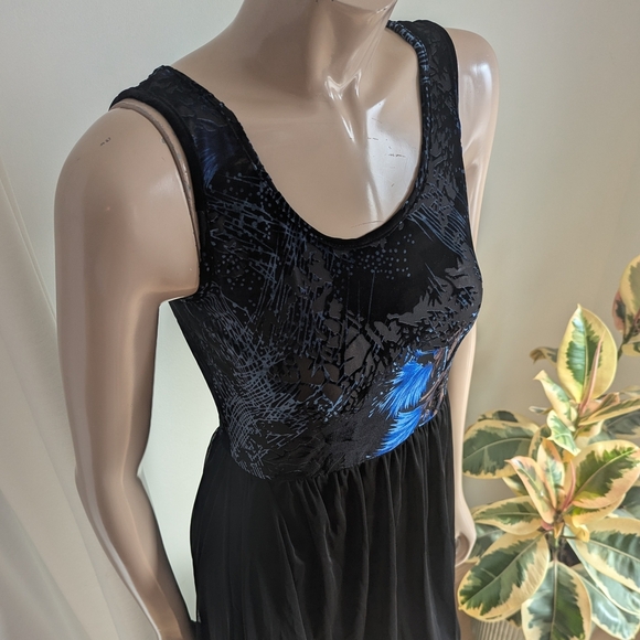 Asymmetrical Goth Blue and Black Cocktail Sundress _Candy Couture Size Medium - Picture 2 of 5